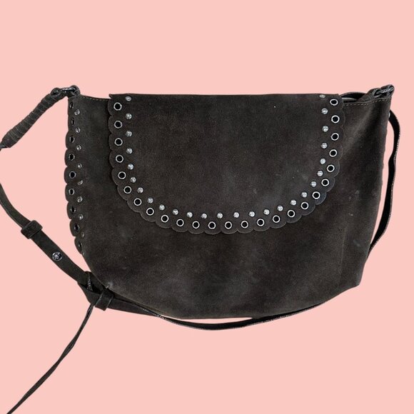 Timeless Vanessa Bruno Suede Satchel Bag with Eyelet Details Boho Chic 2010 Coac - Picture 1 of 8